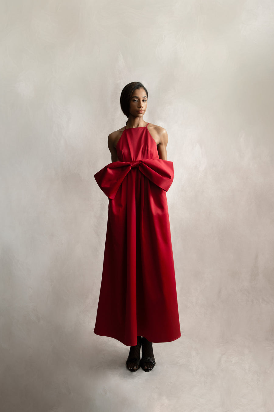 1. The Architectural Bow Column (HER.I Draped Bow Dress - Scarlet)